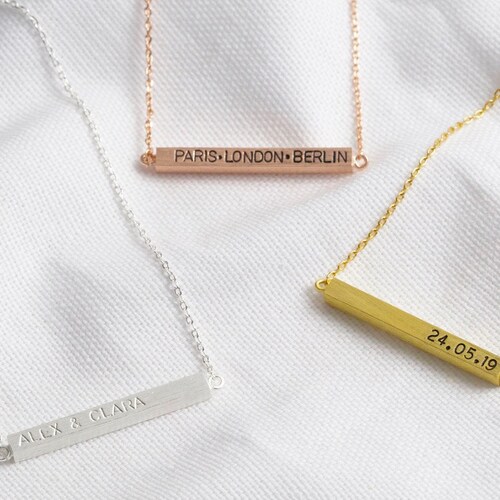 Personalised Horizontal Bar Necklace 