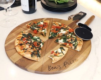 Personalised Children/'s Oak Pizza Board Game Kids Fun Slice Pizza Board