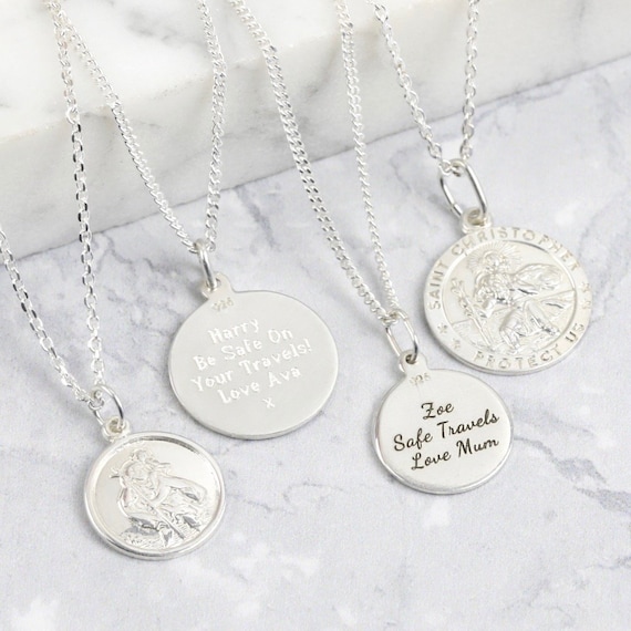 personalised st christopher pendant