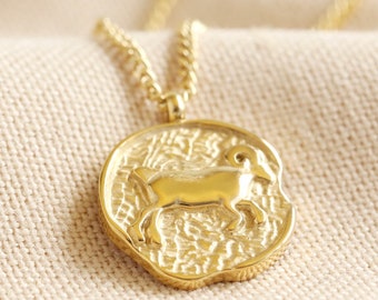 Gold Aries Pendant - Etsy UK