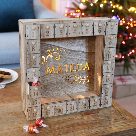 Personalised Fill Your Own Wooden Vintage Advent Calendar - Etsy Singapore Personalised Fill Your Own Wooden Vintage Advent Calendar - Etsy Singapore