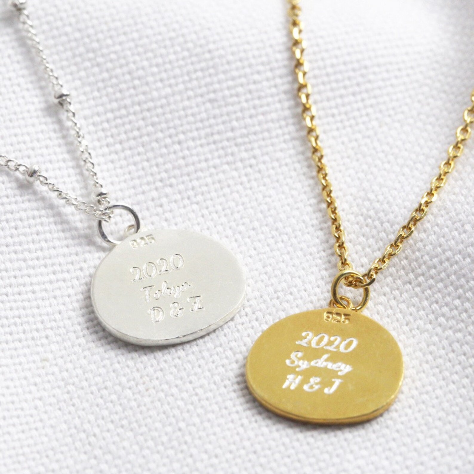 Personalised Sterling Silver Engraved Place Disc Necklace