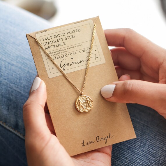 Gold Stainless Steel Gemini Pendant 