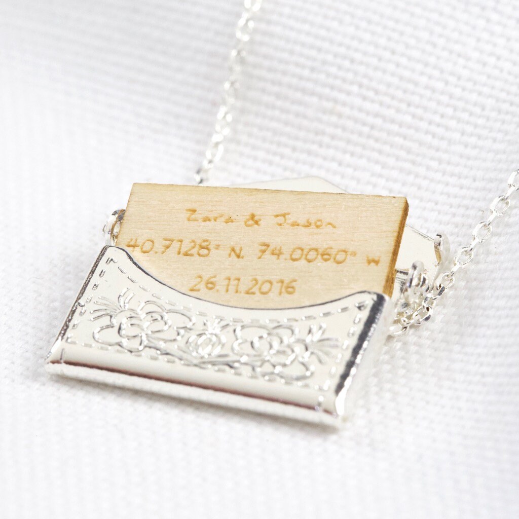 Personalised Envelope Locket Necklace with Hidden Charm Etsy