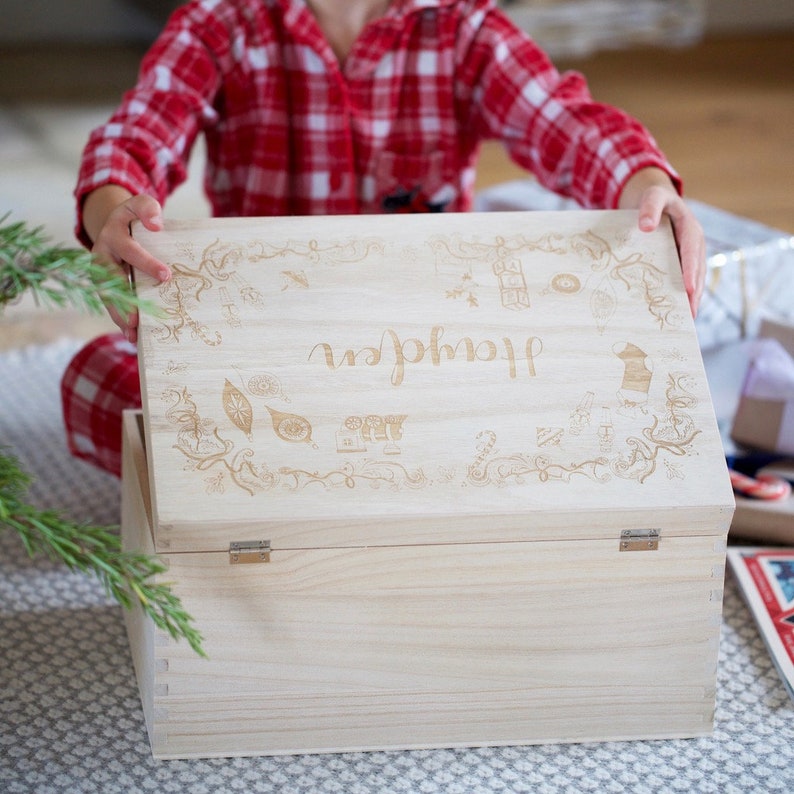 Engraved Personalised Name Wooden Christmas Eve Box