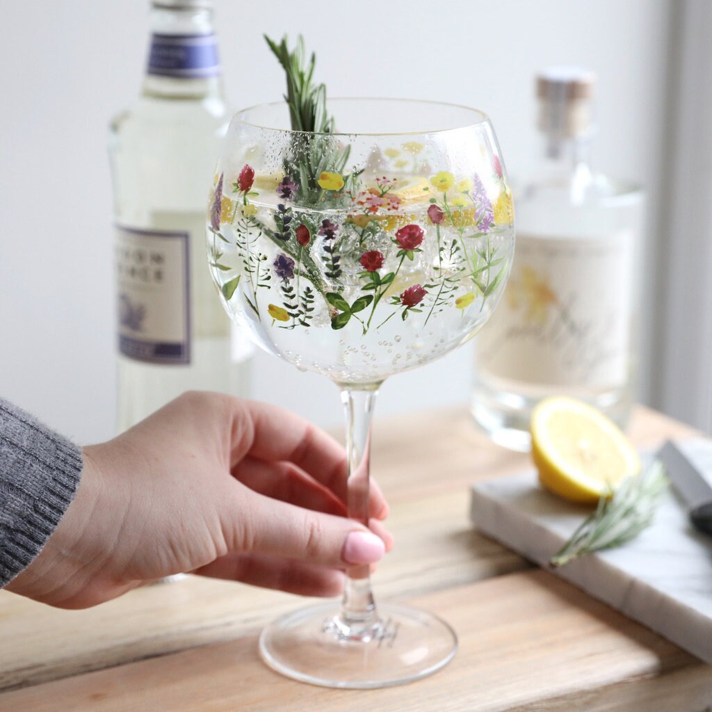 Verre de Gin Ballon Fleurs Sauvages