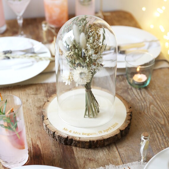 Centro de mesa de cúpula de vidrio de boda - Etsy España