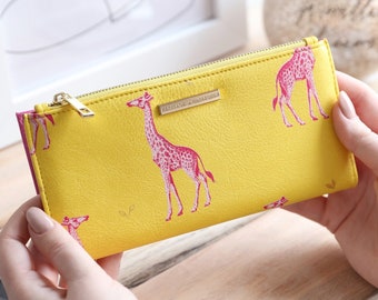 Personalized Giraffe Print Genuine Leather Small Framed Wallet Personalized Giraffe Print Genuine Leather Small Framed Wallet