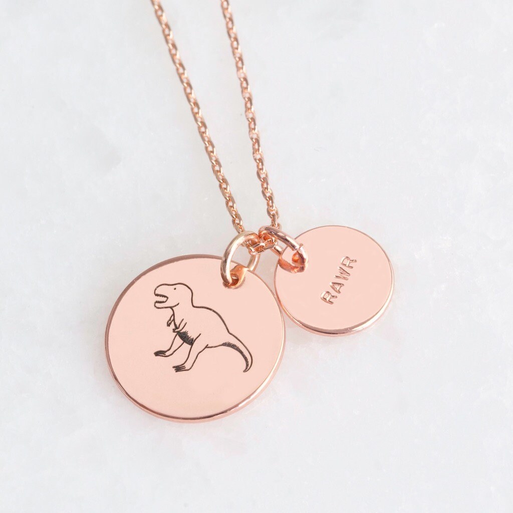 Personalised Dinosaur Disc Necklace 