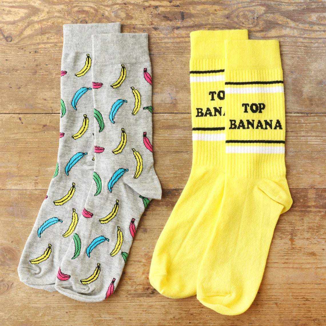Two Pairs of Men's Banana Socks in Banana Print Gift Box Etsy