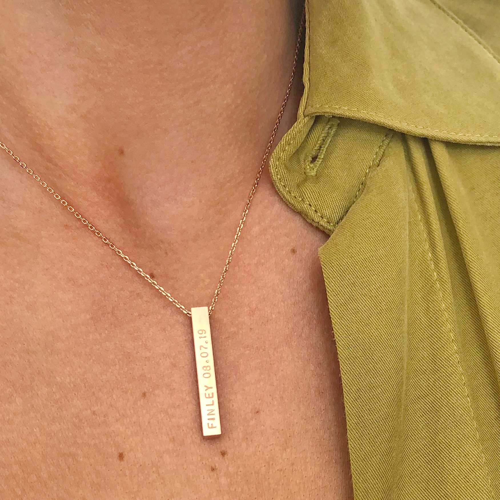 Personalised Bar Necklace Silver Gold Rose Gold Etsy