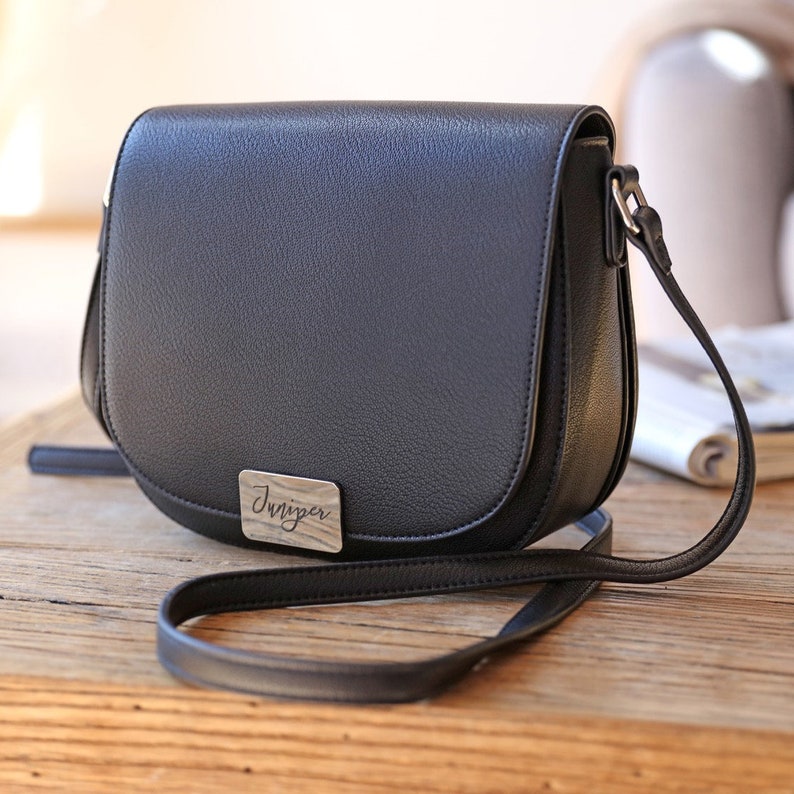 Personalised Vegan Leather Crossbody Bag Black Pink Grey Etsy