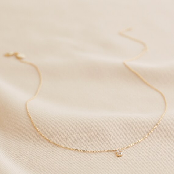 Tiny Pearl Initial Charm Necklace in 