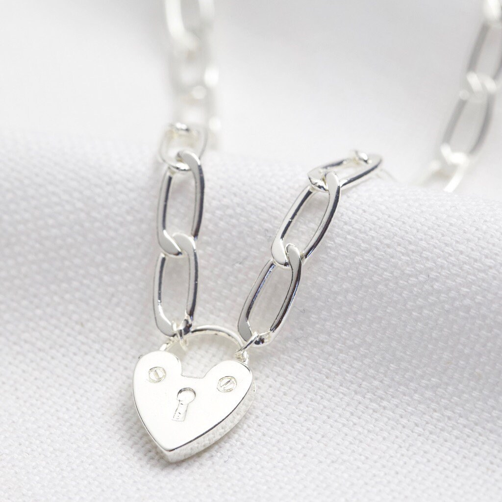 Heart Padlock Pendant Necklace Gold Silver Etsy