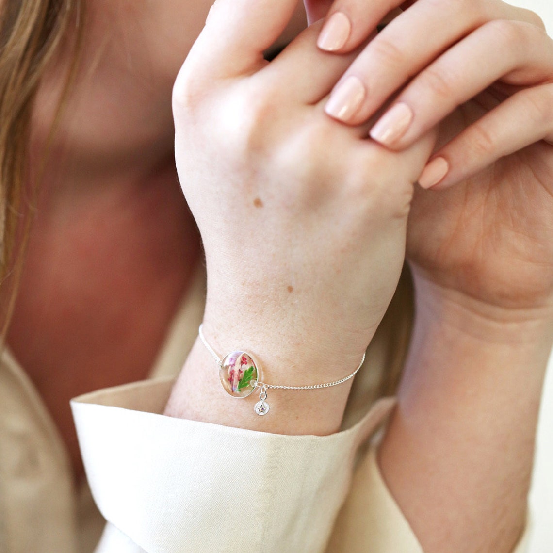 birth flower charm bracelet