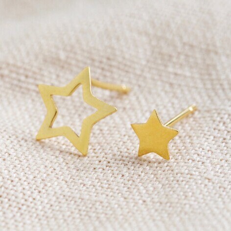 Mismatched Star Stud Earrings Gold Silver Rose Gold | Etsy