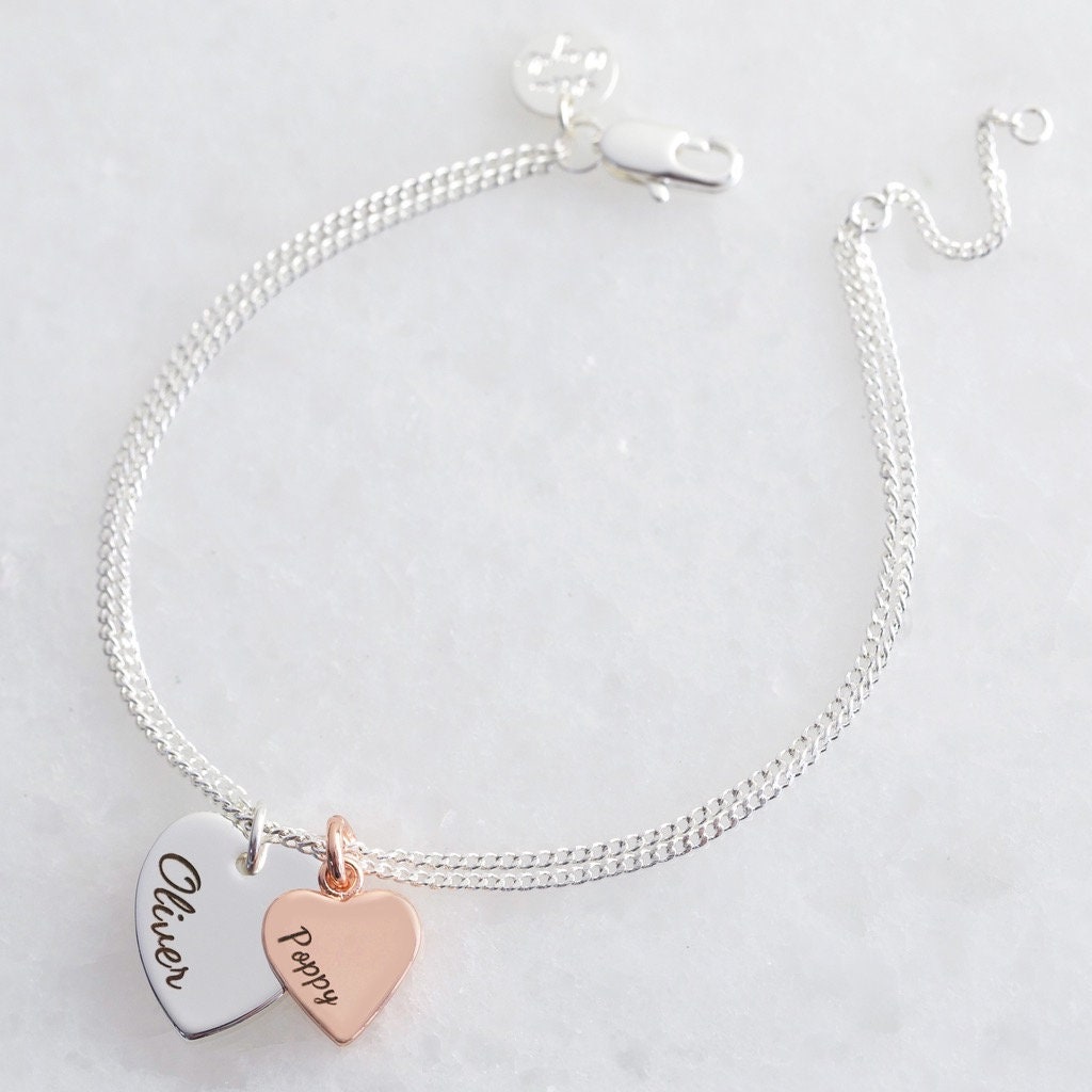 personalised heart charm bracelet