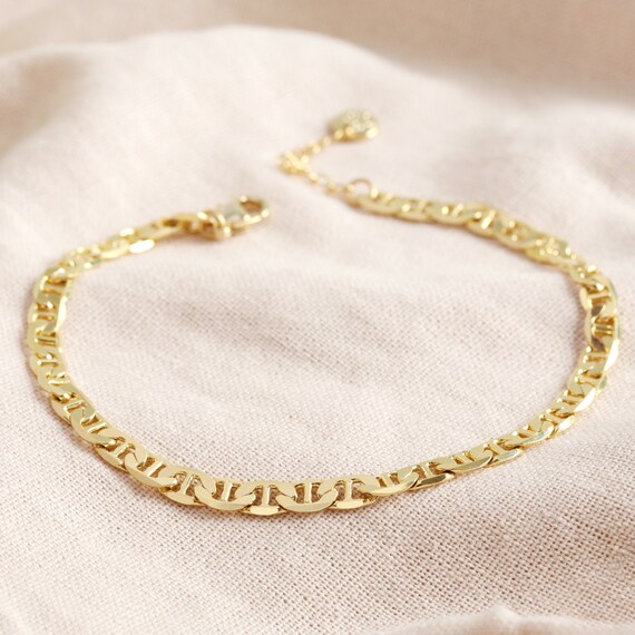 Flat Figaro Chain Anklet in Gold | Etsy 