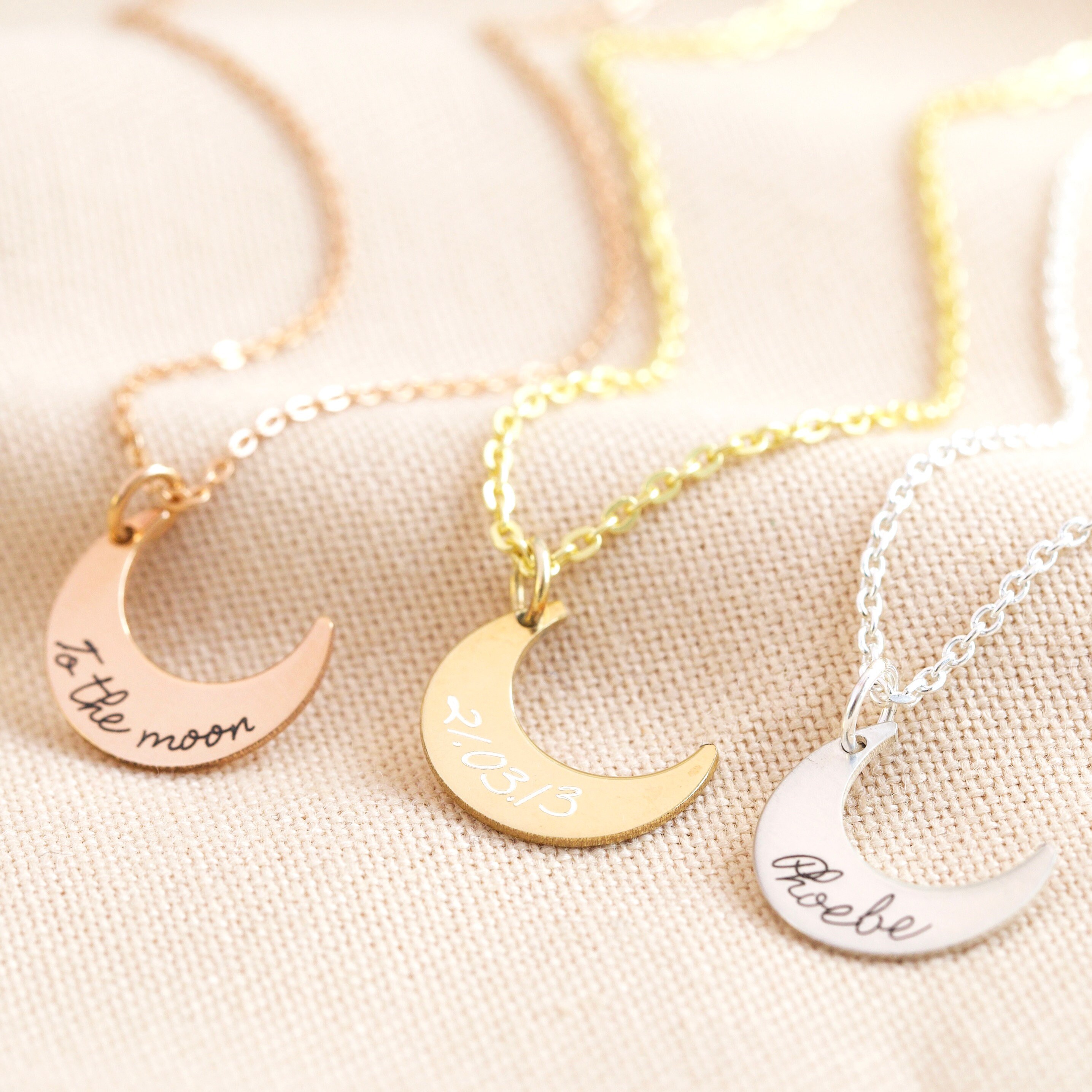 Personalised Sterling Silver Crescent 