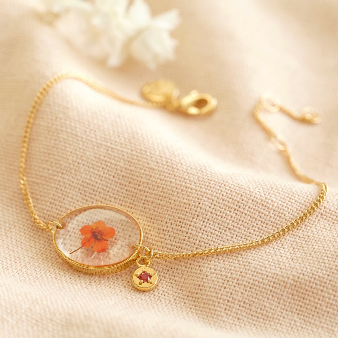 birth flower charm bracelet