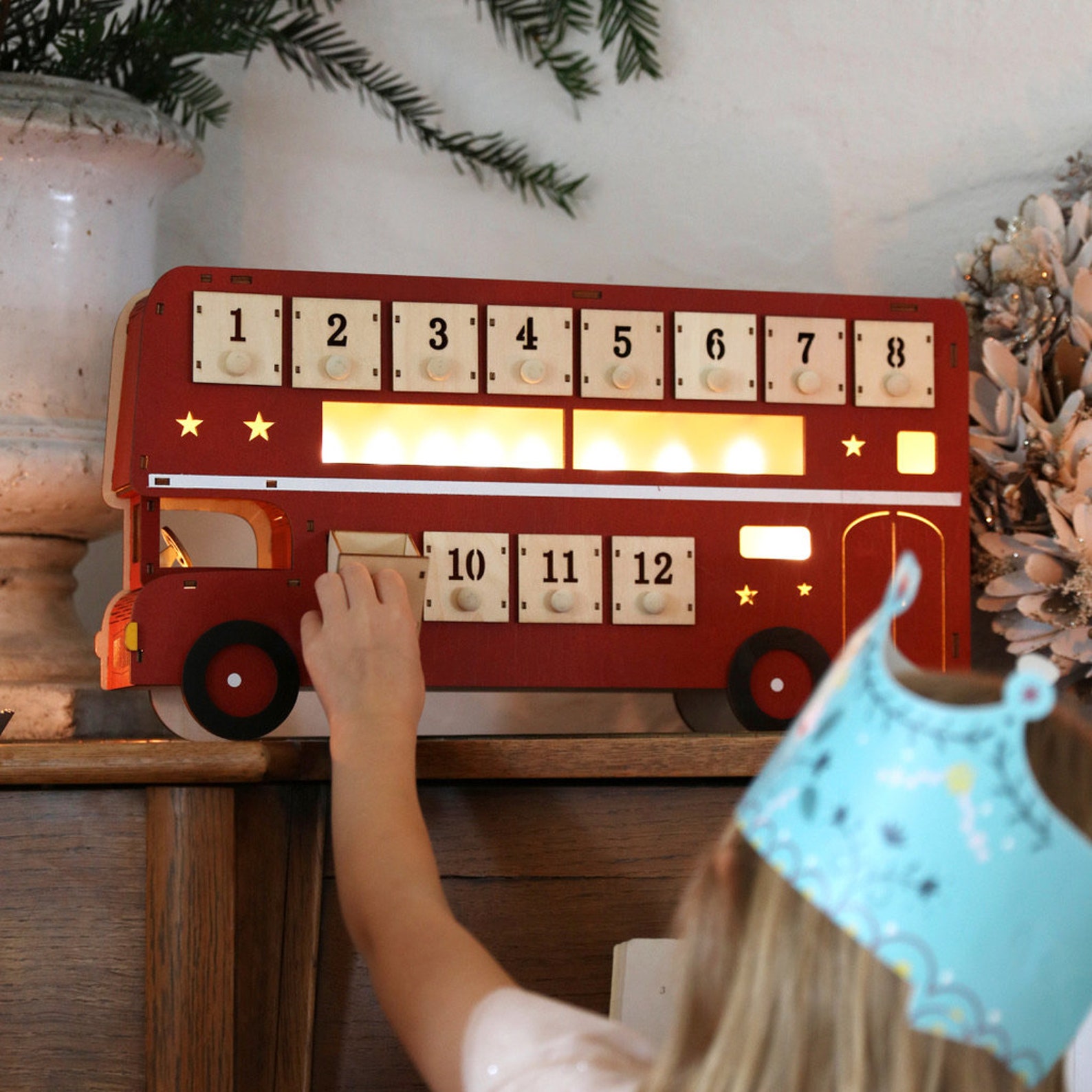 Vintage Wooden LED Bus Advent Calendar Etsy