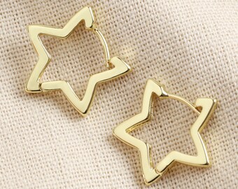 Star Hoop Earrings - Silver - Gold