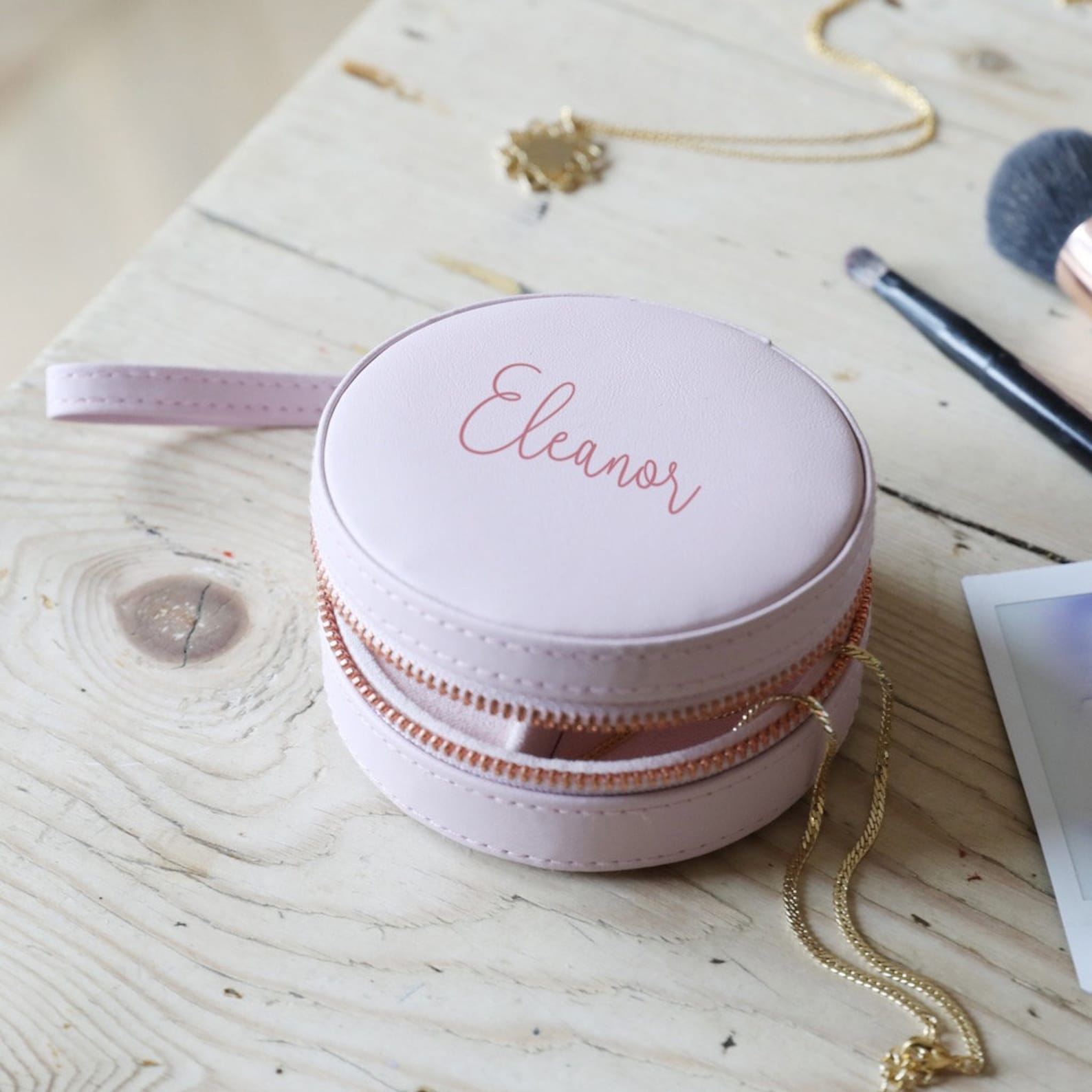 Personalised Mini Round Travel Jewellery Case Etsy