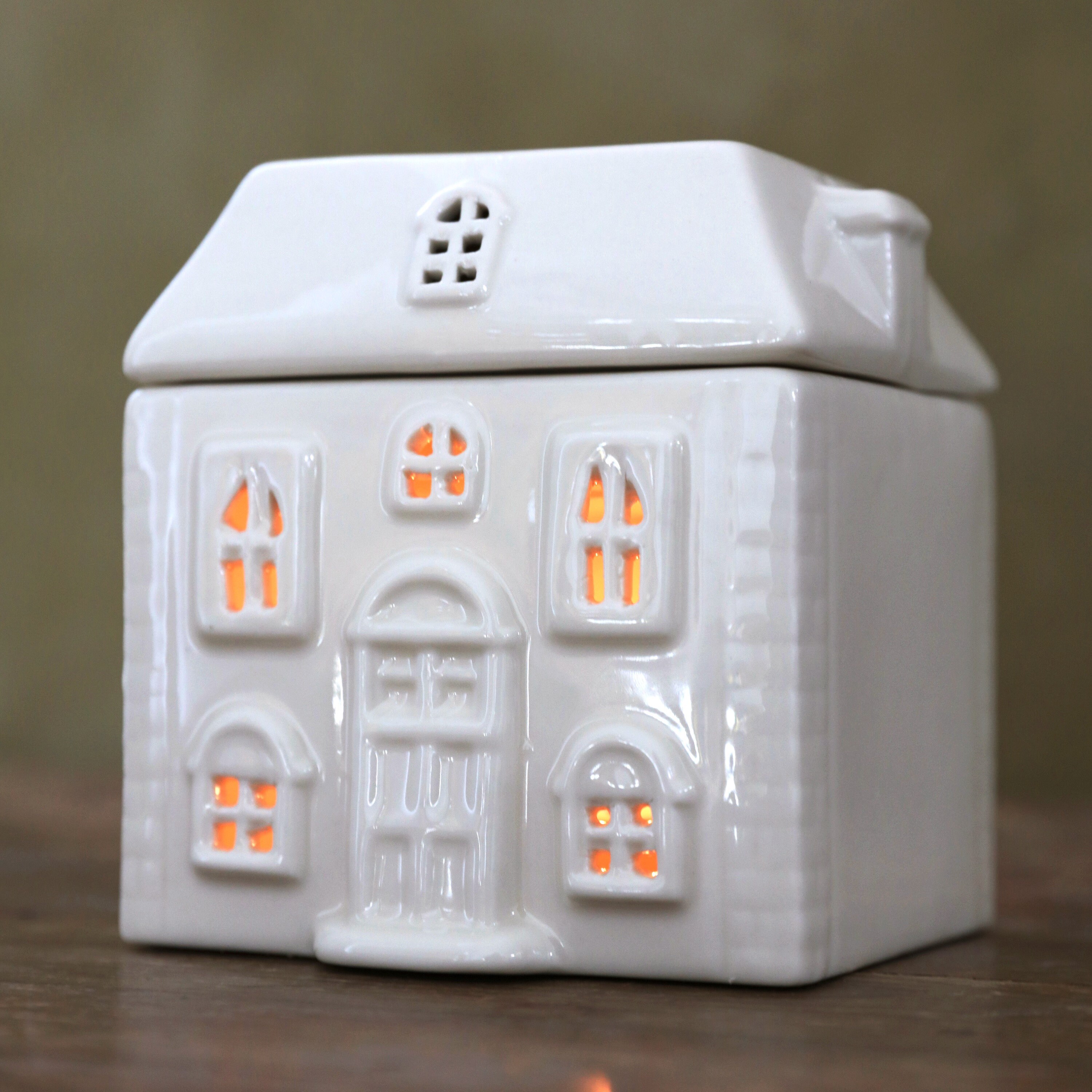 White Ceramic House Wax Melt Burner Etsy