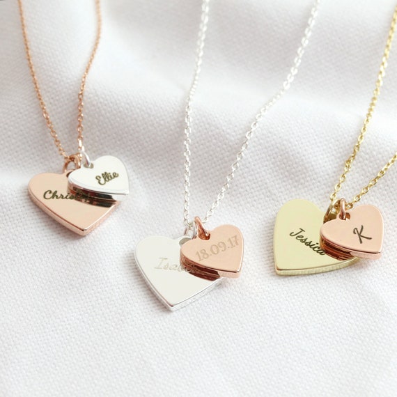 Personalised Double Wide Heart Charm 