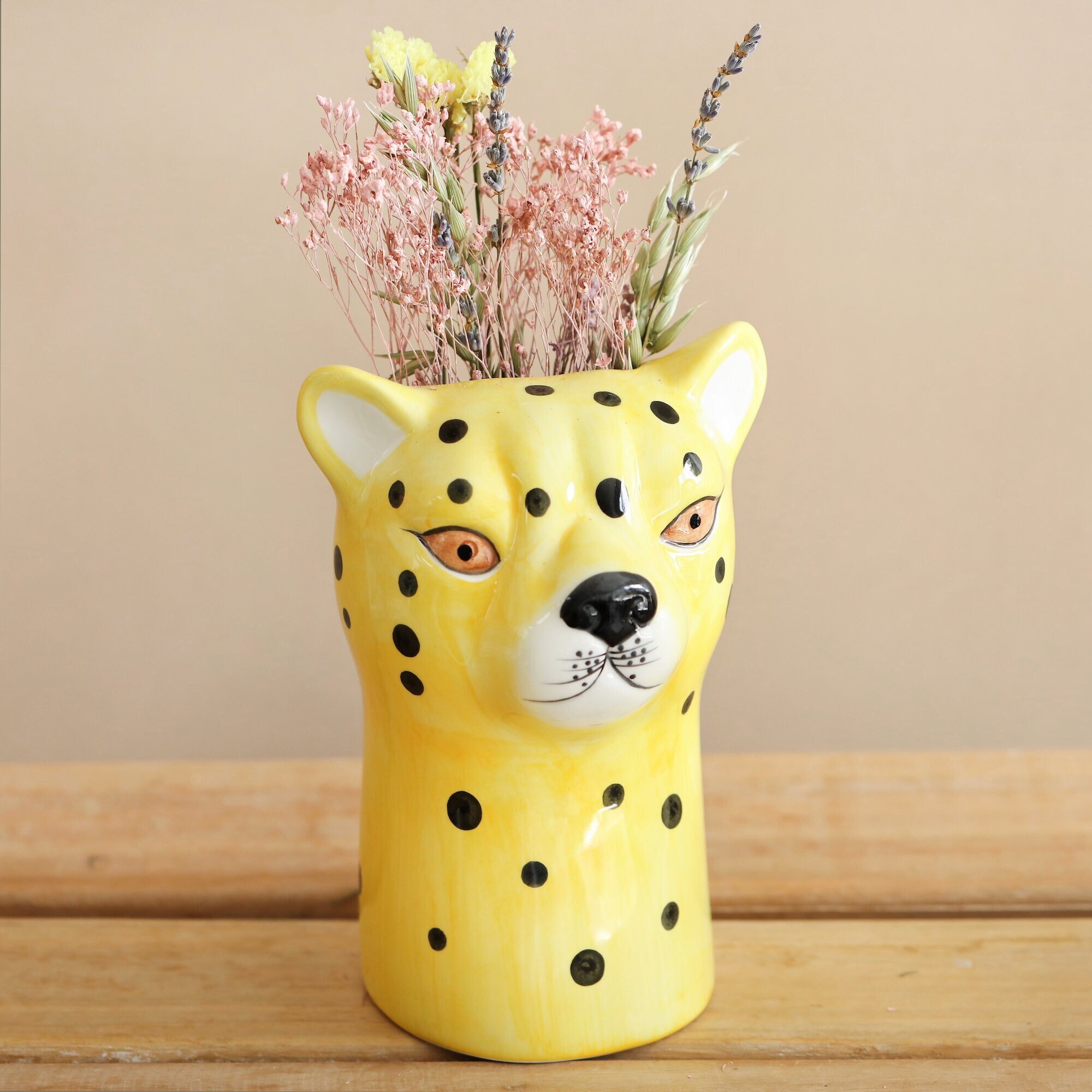 Ceramic Leopard Head Vase Etsy