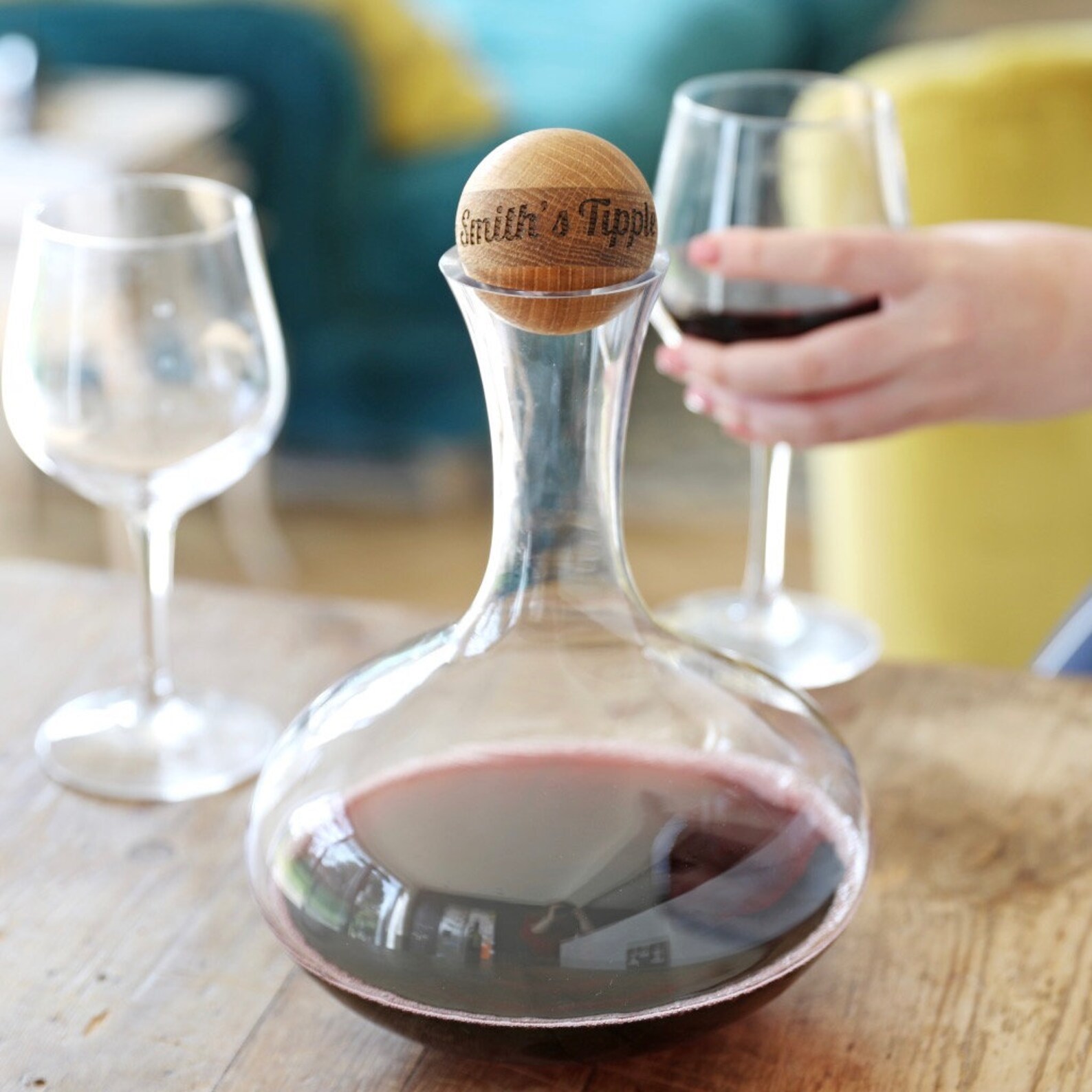 Sagaform Wine Carafe With Personalised Oak Stopper Dinner Etsy UK