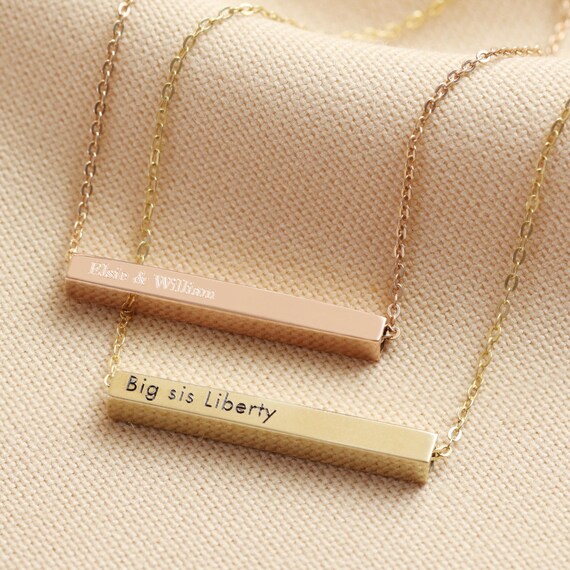Personalised Solid Gold Horizontal Bar 