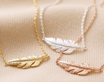 Feather Necklace • Silver, Gold, Rose Gold • Delicate Jewellery • Friendship Gift • Minimal Ladies Stacking Style • Lisa Angel