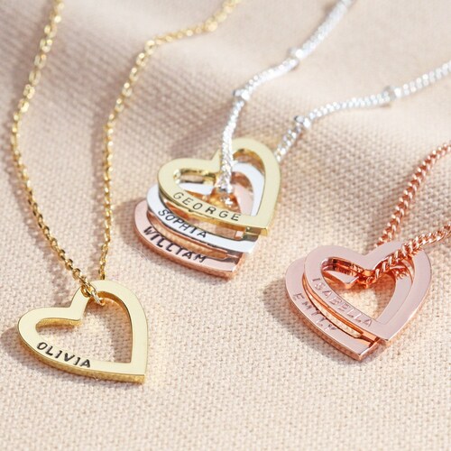 Heart Necklace Silver Gold 