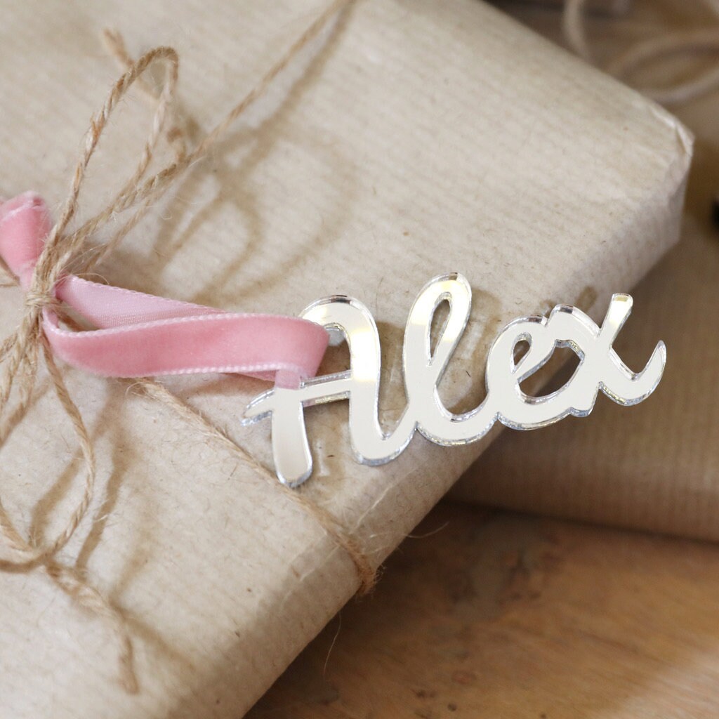 Personalised Set of 3 Acrylic Name Gift Tags Etsy