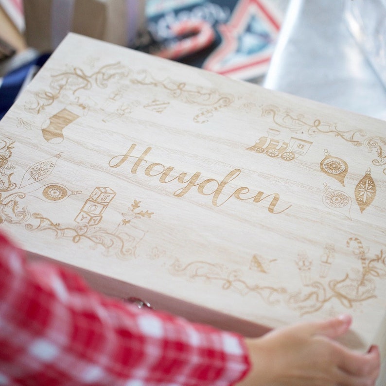 Engraved Personalised Name Wooden Christmas Eve Box