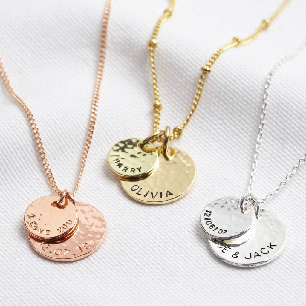 Personalised Hammered Double Disc Charm 