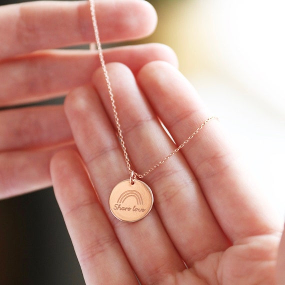 Personalizado Rainbow Disc Charm Plata Oro - Etsy España