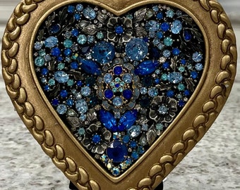 Framed Heart Art /Handmade with Vintage Jewelry/Original