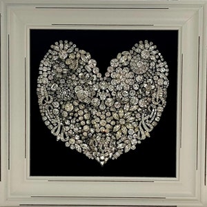 Framed Heart Art /Handmade with Vintage Jewelry/Original