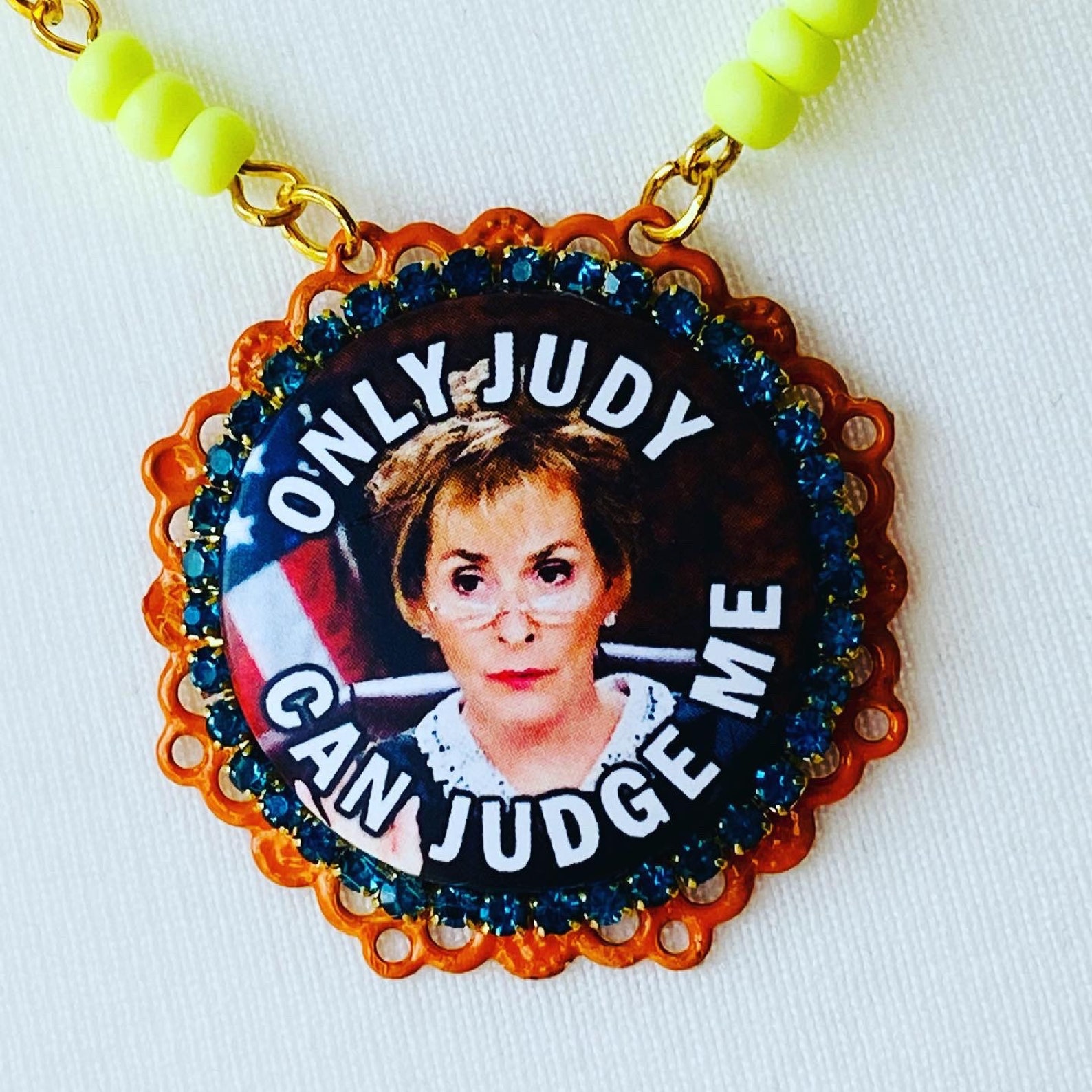 Judge Judy collage necklace repurposed necklace Judge Judy Etsy