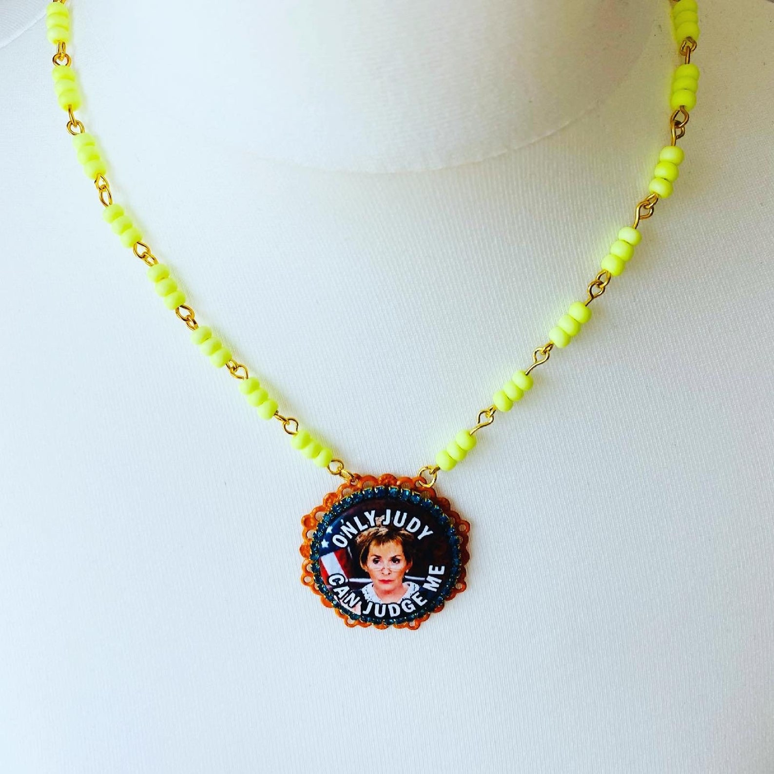 Judge Judy collage necklace repurposed necklace Judge Judy Etsy