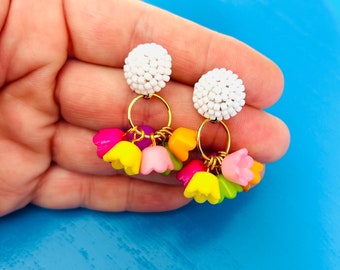 Floral bloom charm earrings