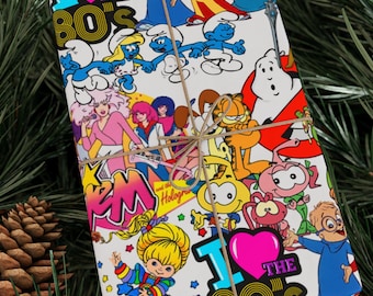 80's Cartoon Geschenkpapier, nostalgisches Papier, Hochglanz oder Matt (3 Größen)