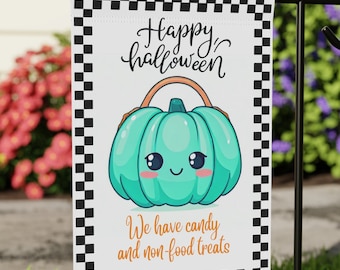 Teal Pumpkin Halloween Yard Flag, Allergy Friendly Decor