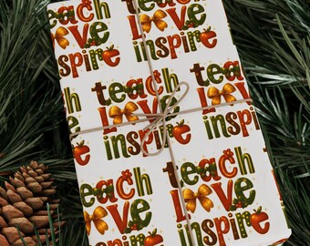 Teach Love Inspire Lehrer Weihnachtsgeschenkpapier