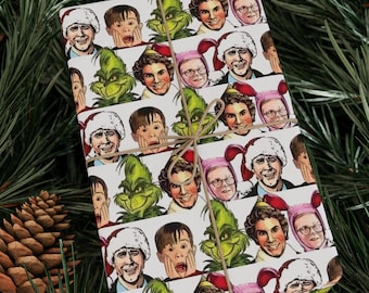 Festliches Feiertags-Geschenkpapier, Weihnachtsfilm-Charaktere
