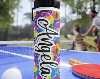 Personalize Halloween Favorites Stainless Steel Water Bottle w/ Sports Lid, Freddy, Michael, horror movies