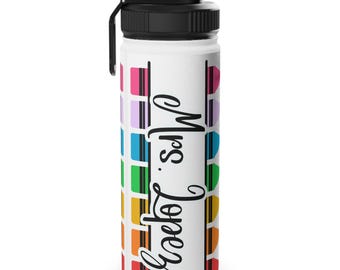 Personalized Teacher Water Bottle: Stainless Steel, 12H Hot/24H Cold, Matte Finish