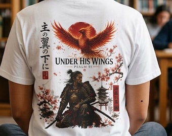 Unter seinen Flügeln – Phoenix Design T-Shirt | Spiritueller Krieger Grafik